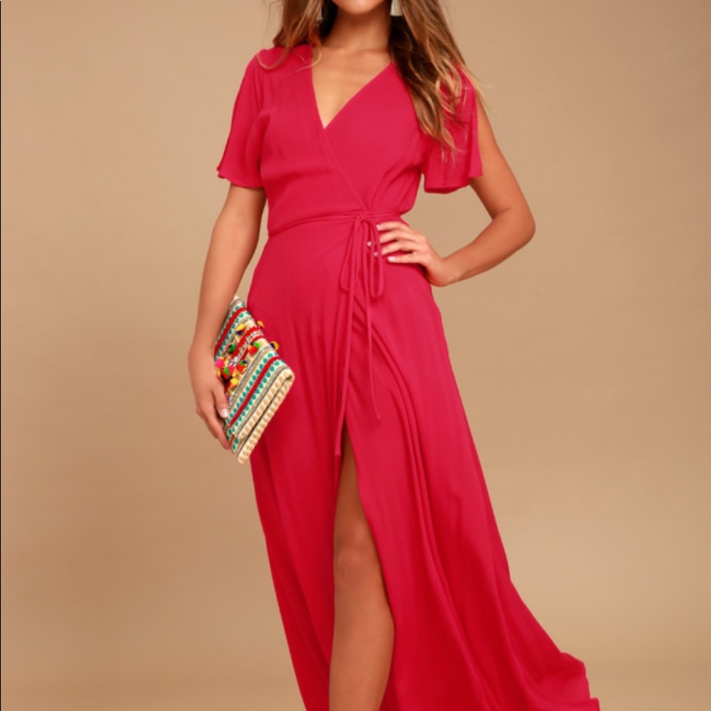 Lulu’s Red Wrap Maxi Dress